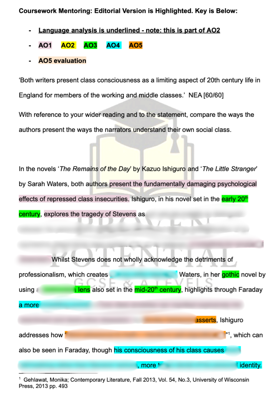 A-Level English Coursework Mentoring